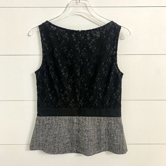 Ann Taylor Sleeveless Lace & Tweed Peplum Top, Women's Size 2 - Picture 4 of 6